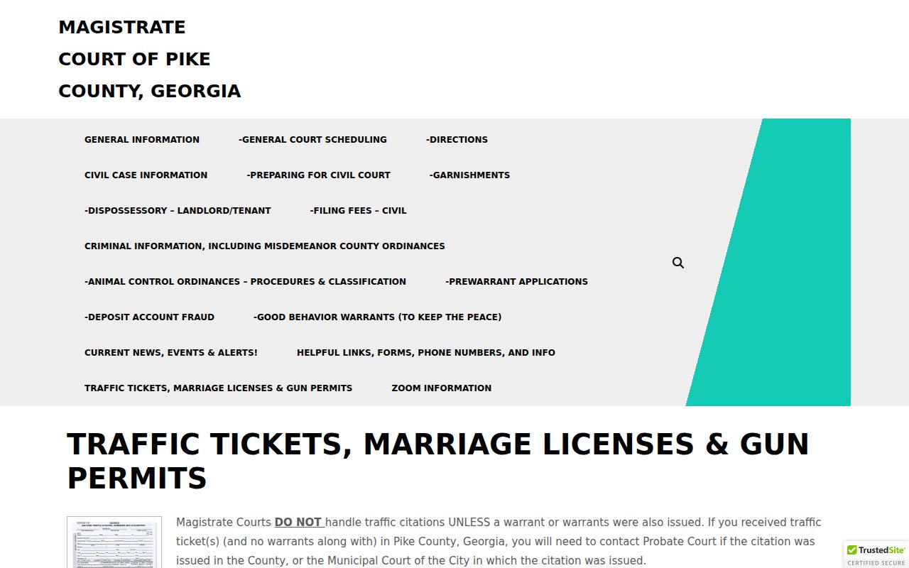 Pike County traffic warrant court routing guidance