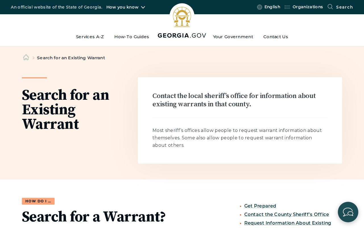 Georgia guidance for a Pike County warrant check