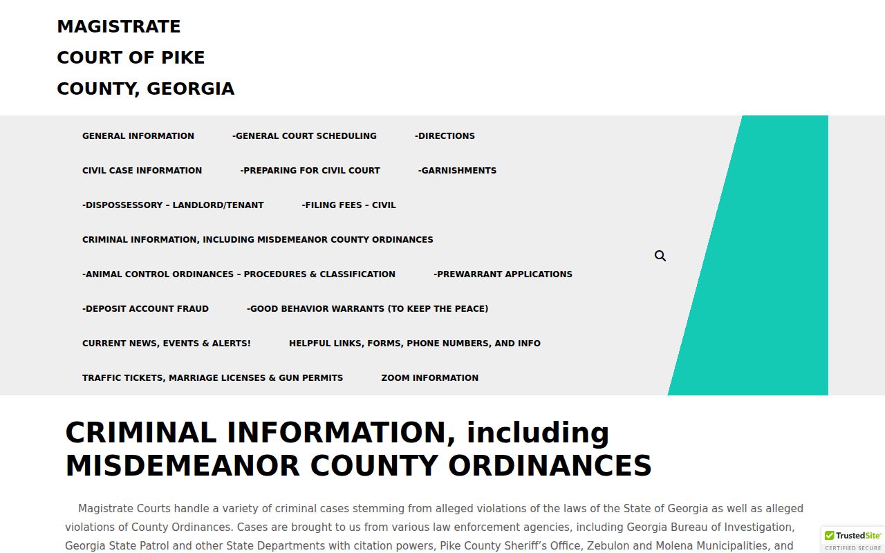Pike County warrant records Magistrate criminal jurisdiction